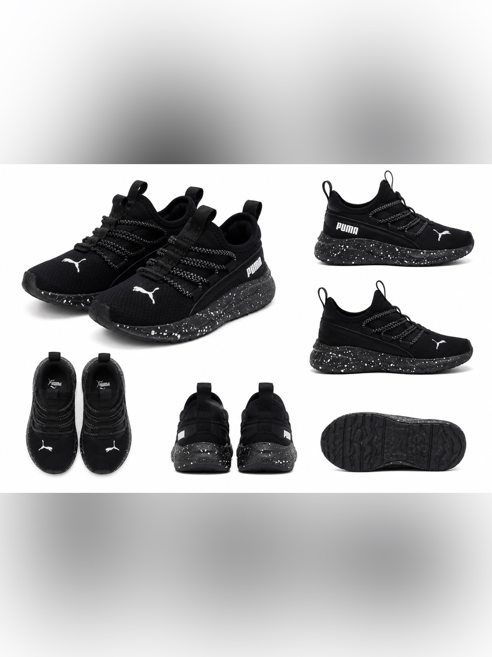 Puma One4All Slip On Galaxy Toddler Sneakers Size 8C Black White Athletic Shoes